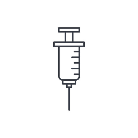 injection thin line icon. Linear vector illustration. Pictogram isolated on white backgroundのイラスト素材