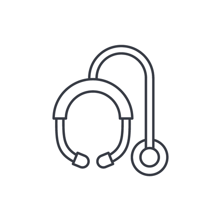 phonendoscope thin line icon. Linear vector illustration. Pictogram isolated on white backgroundのイラスト素材