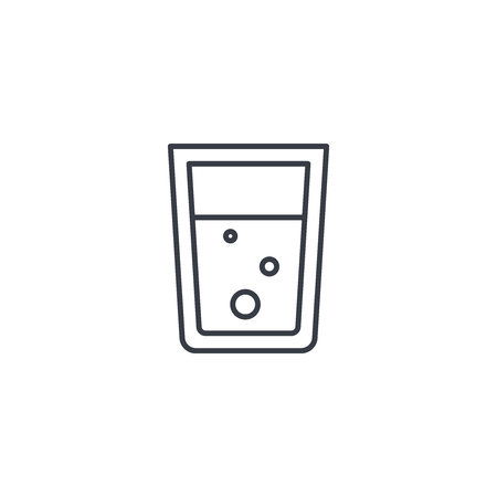 glass of water thin line icon. Linear vector illustration. Pictogram isolated on white backgroundのイラスト素材