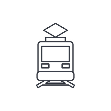 train, tram, rails transport thin line icon. Linear vector illustration. Pictogram isolated on white backgroundのイラスト素材