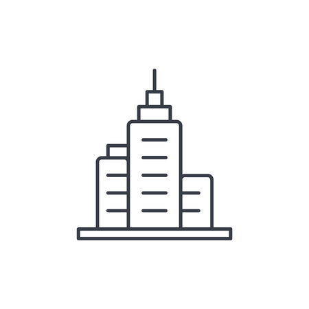 office city building, urban skyscraper thin line icon. Linear vector illustration. Pictogram isolated on white backgroundのイラスト素材