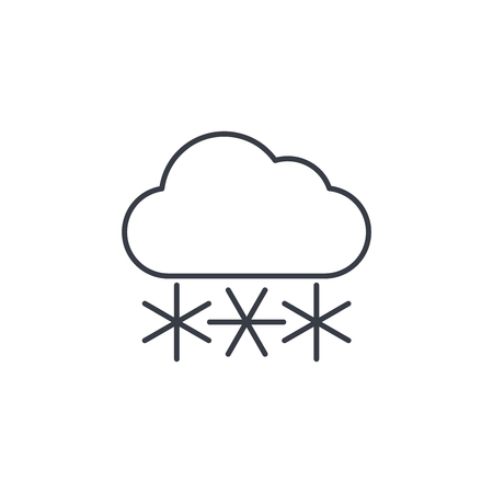 snow, snowfall cloud, winter weather thin line icon. Linear vector illustration. Pictogram isolated on white backgroundのイラスト素材