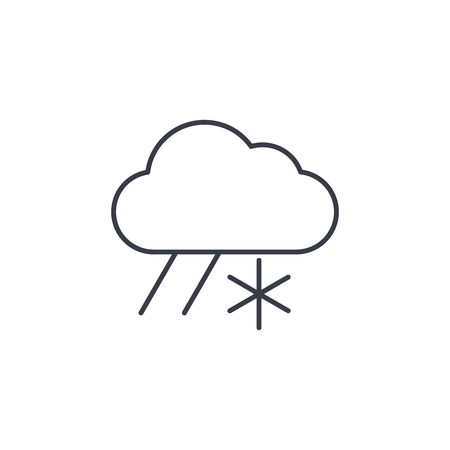 cloud weather, snow and rain thin line icon. Linear vector illustration. Pictogram isolated on white backgroundのイラスト素材