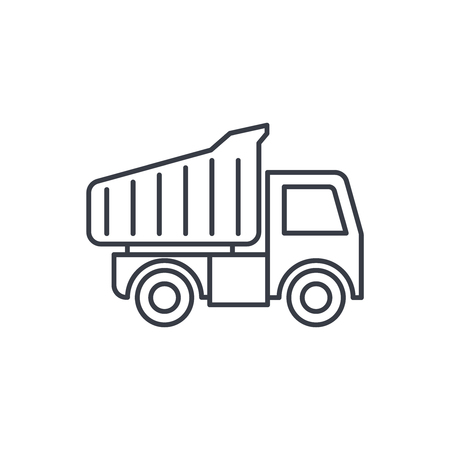 dump truck thin line icon. Linear vector illustration. Pictogram isolated on white backgroundのイラスト素材