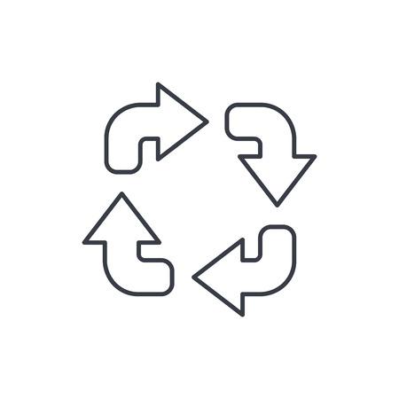 Refresh four arrows thin line icon. Linear vector illustration. Pictogram isolated on white backgroundのイラスト素材