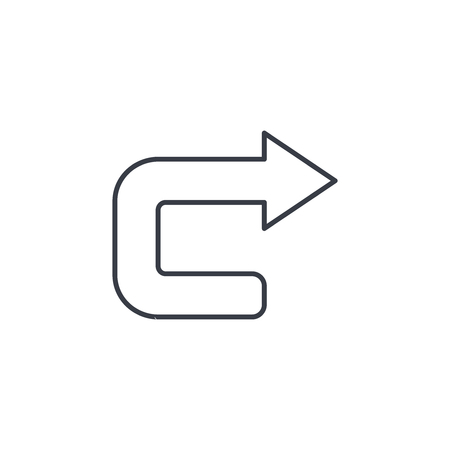 180 turn arrow thin line icon. Linear vector illustration. Pictogram isolated on white backgroundのイラスト素材