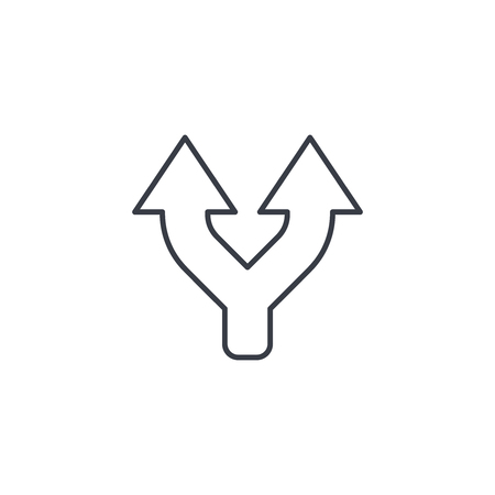 Junction, Separation, Two paths, ways thin line icon. Linear vector illustration. Pictogram isolated on white backgroundのイラスト素材