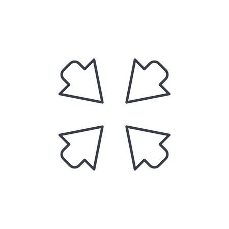 Arrows icons. Arrows in the center thin line icon. Linear vector illustration. Pictogram isolated on white backgroundのイラスト素材