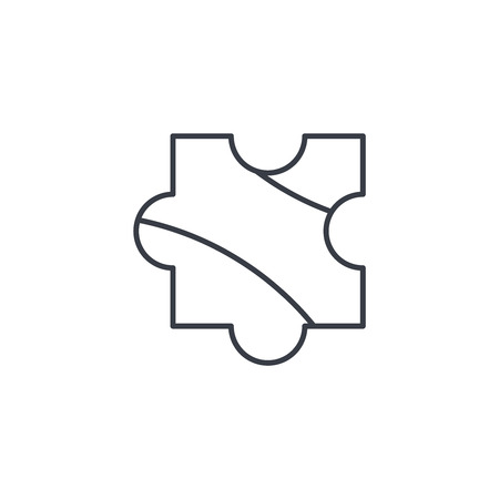 puzzle part, jigsaw piece, solution thin line icon. Linear vector illustration. Pictogram isolated on white backgroundのイラスト素材