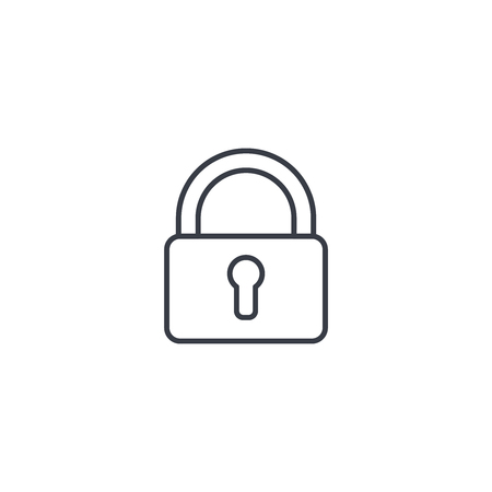 protection,, closed lock, password, access thin line icon. Linear vector illustration. Pictogram isolated on white backgroundのイラスト素材