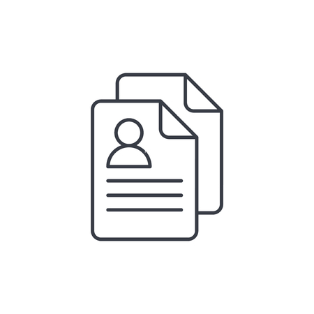 profile, social media user picture, recruitment, resume thin line icon. Linear vector illustration. Pictogram isolated on white backgroundのイラスト素材