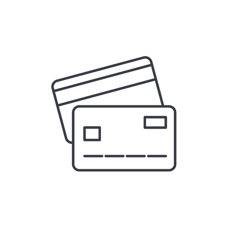 bank card thin line icon. Linear vector illustration. Pictogram isolated on white backgroundのイラスト素材