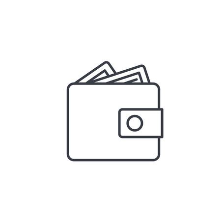 wallet thin line icon. Linear vector illustration. Pictogram isolated on white backgroundのイラスト素材
