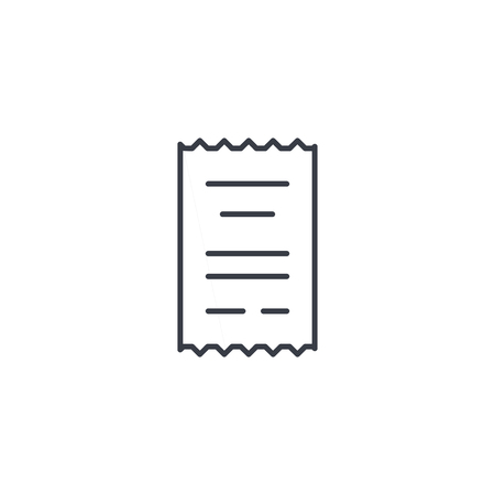 receipt, paper thin line icon. Linear vector illustration. Pictogram isolated on white backgroundのイラスト素材