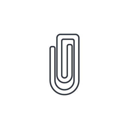 attach, paper clip thin line icon. Linear vector illustration. Pictogram isolated on white backgroundのイラスト素材