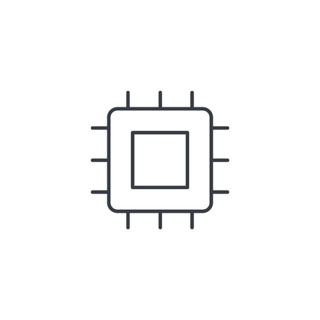 processor, motherboard, chip thin line icon. Linear vector illustration. Pictogram isolated on white backgroundのイラスト素材
