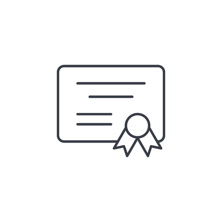 Diploma of honor thin line icon. Linear vector illustration. Pictogram isolated on white backgroundのイラスト素材