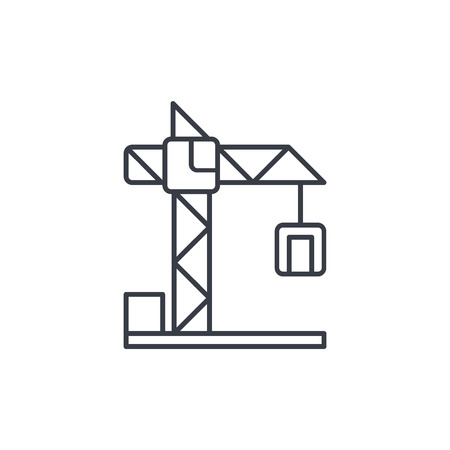 building crane thin line icon. Linear vector illustration. Pictogram isolated on white backgroundのイラスト素材