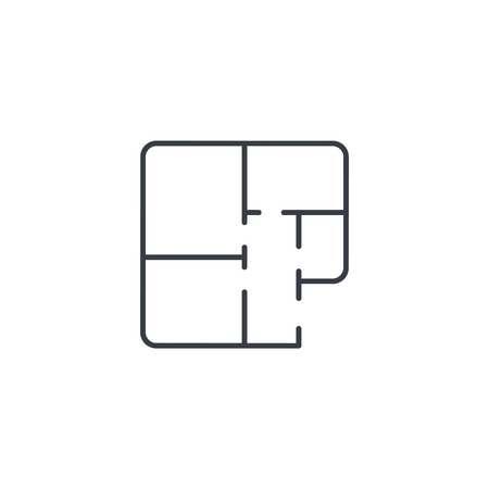 Architectural drawings. apartment plan thin line icon. Linear vector illustration. Pictogram isolated on white backgroundのイラスト素材