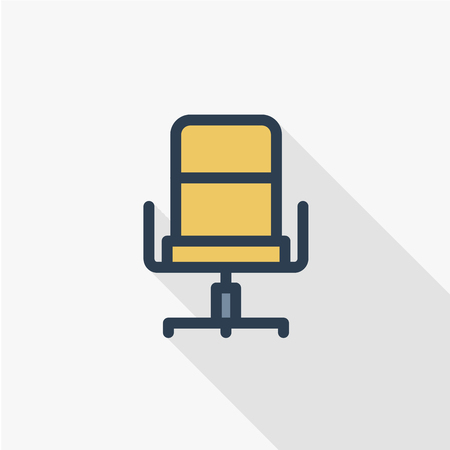 office chair line flat icon. Linear vector symbol colorful long shadow designのイラスト素材