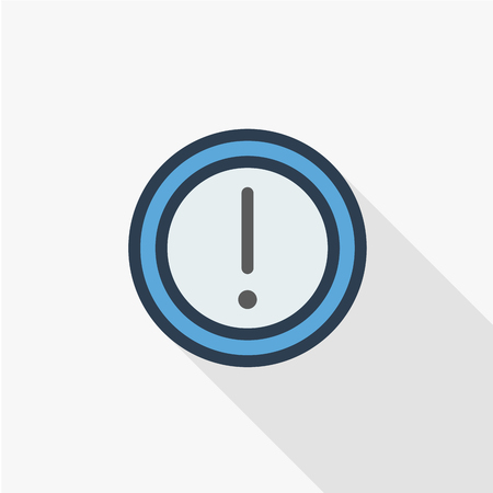 Attention caution sign. Exclamation mark. Hazard warning thin line flat color icon. Linear vector illustration.のイラスト素材