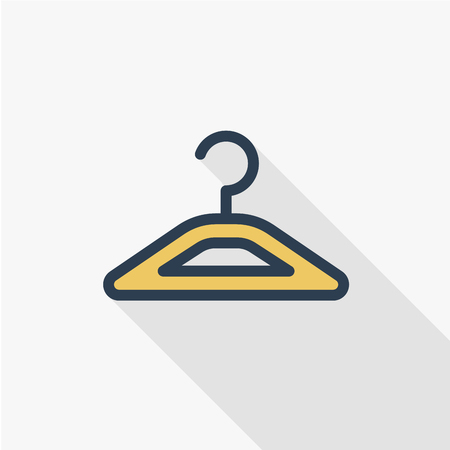 orange clothes hanger thin line flat color icon. Linear vector illustration. Pictogram isolated on white background.のイラスト素材