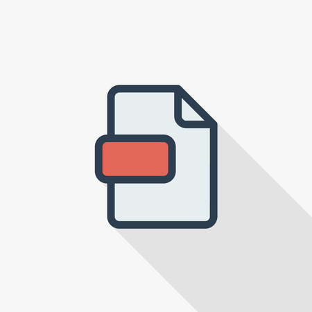 file format, document thin line flat color icon. Linear vector illustration. Pictogram isolated on white background. Colorful long shadow design.のイラスト素材