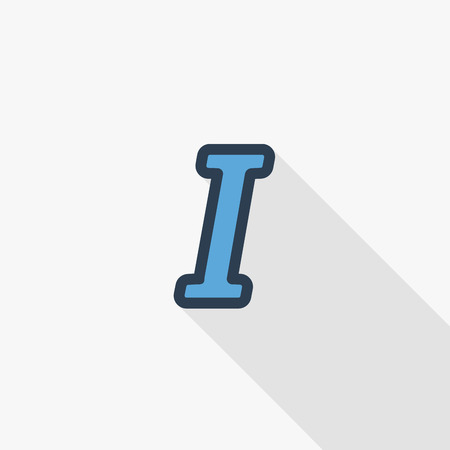 Text edit, italic font thin line flat color icon. Linear vector illustration. Pictogram isolated on white background.のイラスト素材