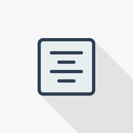 Text position edit, alignment thin line flat color icon. Linear vector illustration.のイラスト素材