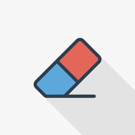 Eraser thin line flat colored icon.のイラスト素材