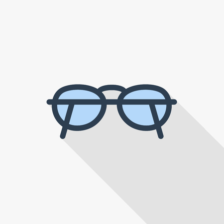 glasses thin line flat color icon. Linear vector illustration. Pictogram isolated on white background. Colorful long shadow design.のイラスト素材