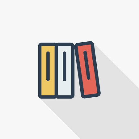 education book, library, literature thin line flat color icon. Linear vector illustration.のイラスト素材