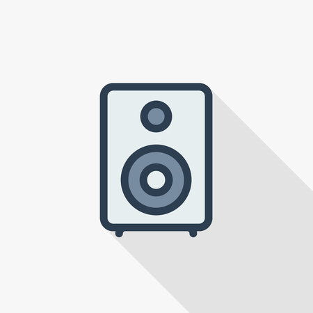 Subwoofer speaker thin line flat color icon illustration.のイラスト素材