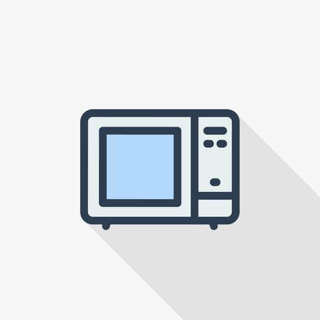 Microwave stove, household equipment, electric technology thin line flat icon illustration.のイラスト素材