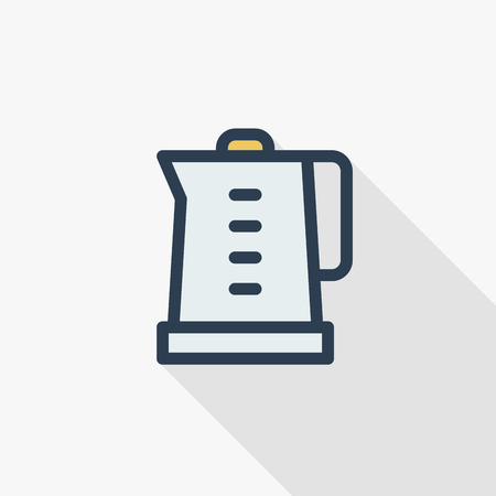 An electric kettle thin line flat color icon.のイラスト素材