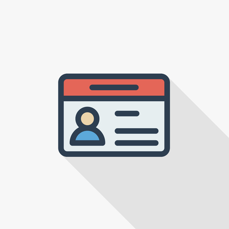 A driving license, id card thin line flat icon.のイラスト素材