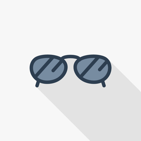 Sun glasses thin line flat color icon illustration.のイラスト素材