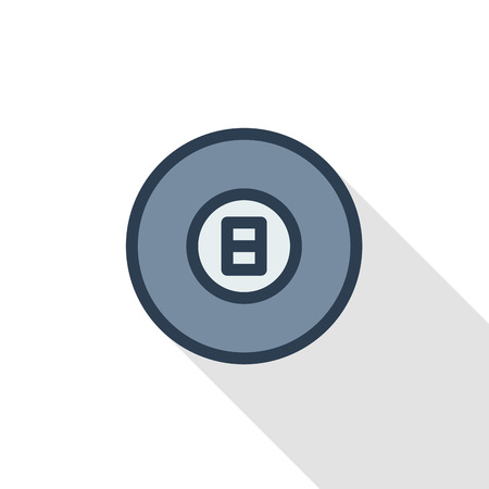Pool 8 ball, Billiard symbol thin line flat color icon. Linear vector illustration. Pictogram isolated on white background. Colorful long shadow design.のイラスト素材