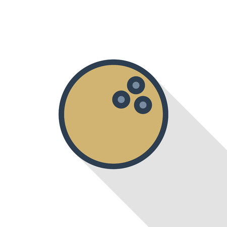 Bowling ball thin line flat color icon. Linear vector illustration. Pictogram isolated on white background. Colorful long shadow design.のイラスト素材