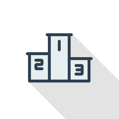 Empty Winners Podium, First, Second, Third Place, Award Ceremony thin line flat color icon. Linear vector illustration. Pictogram isolated on white background. Colorful long shadow design.のイラスト素材