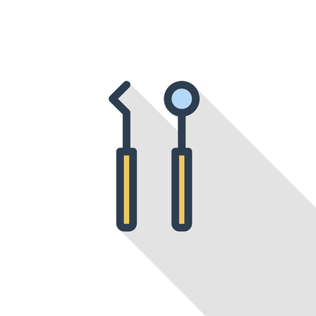 Dentist tools thin line flat color icon illustration.のイラスト素材