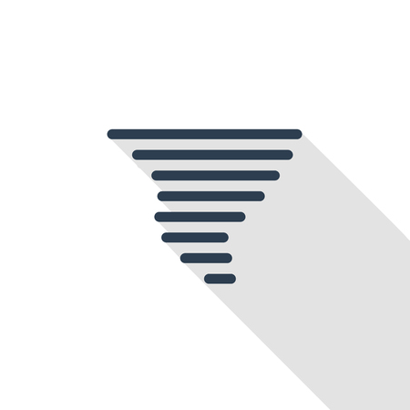 Tornado, storm weather, whirlwind thin line flat icon, linear vector illustration. Pictogram isolated on white background colorful long shadow design.のイラスト素材
