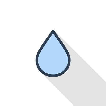 water drop thin line flat color icon. Linear vector illustration. Pictogram isolated on white background. Colorful long shadow design.のイラスト素材