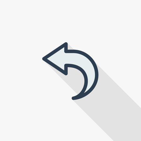Arrow reload, back, backward, thin line flat color icon vector illustration. Pictogram isolated on white background in colorful long shadow design.のイラスト素材