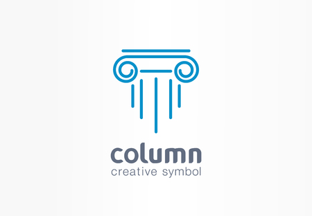 Column creative symbol concept. Capital antique pillar abstract business architect order. Ancent museum, bank, library, theater, justice icon. Corporate identity, company graphic designのイラスト素材