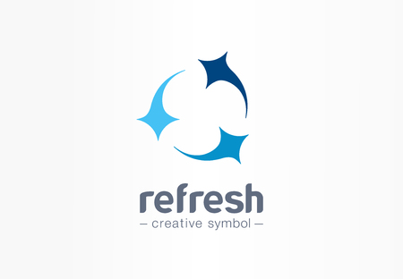 Refresh circle creative symbol concept. Clean star, mix, group of three abstract business. Fresh wash, arrow rotate, laundry service icon. Corporate identity, company graphic designのイラスト素材