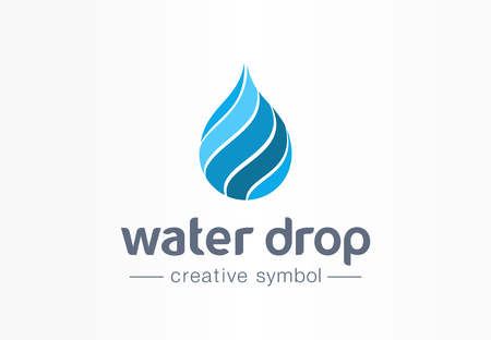 Water drop, aqua creative symbol concept. Clean wave, fresh drink, blue eco product abstract business. Spiral, droplet, environment icon. Corporate identity, company graphic designのイラスト素材