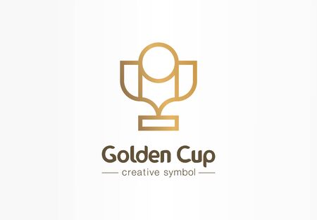 Golden cup, first place creative symbol concept. Champion, success in sport abstract business logo idea. Award, championship winner icon. Corporate identity logotype, company graphic design tamplateのイラスト素材