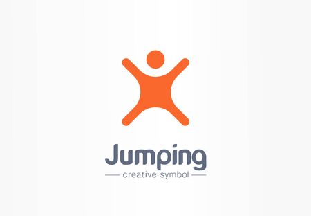 Jumping, playing, freedom creative symbol concept. Happiness, success, win abstract business logo idea. Healthy kid, happy child icon. Corporate identity logotype, company graphic design tamplateのイラスト素材