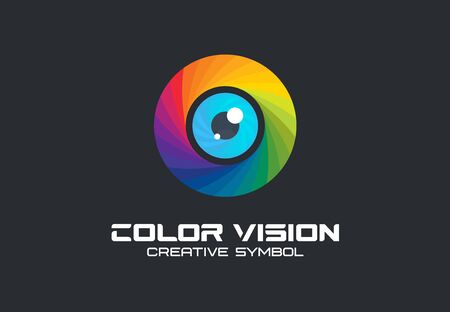 Color vision, camera eye creative symbol concept. Digital technology, security, protect abstract business idea.のイラスト素材